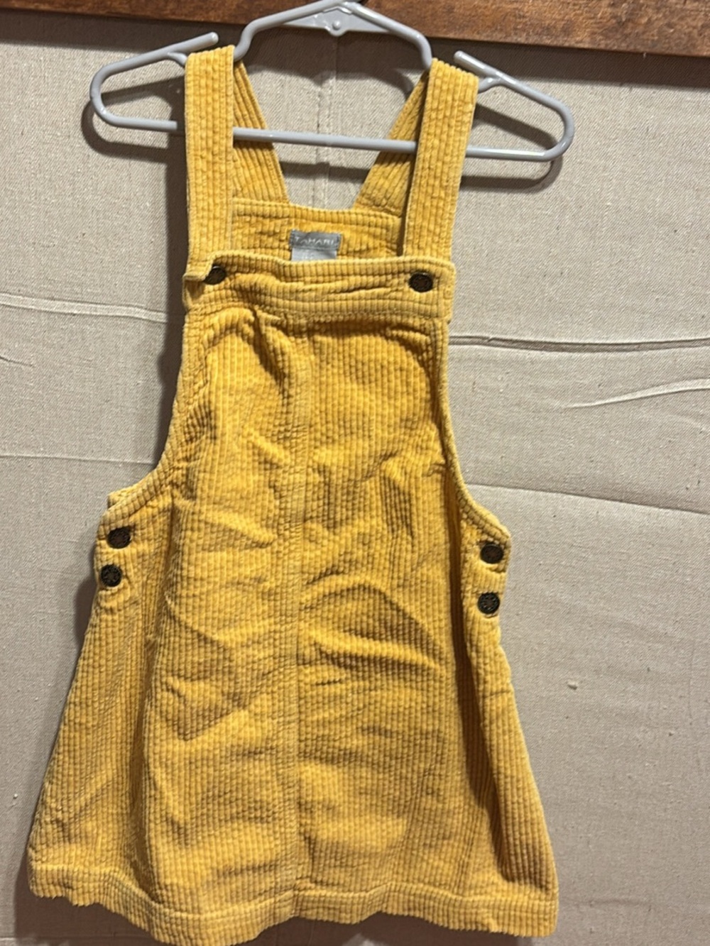 Tahari Corduroy Pinafore Dress in Mustard